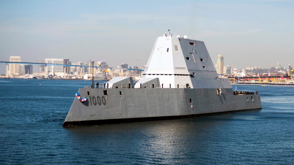 美國海軍朱瓦特級導彈驅逐艦首艦朱姆沃爾特號（USS Zumwalt, DDG-1000）   圖: 翻攝自 U.S. Navy 推特